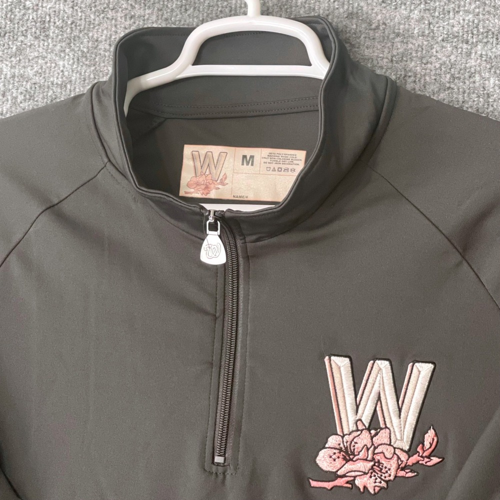 Washington Nationals City Connect Cherry Blossom 1/4 Zip Pullover Gray Mens M